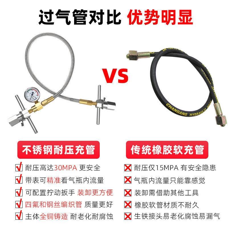 氧瓶气桥氩气罐充气大瓶小瓶软管连接导风高压氮气气管