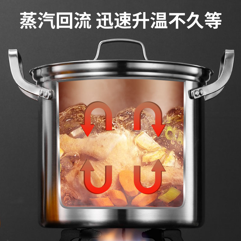 304不锈钢汤锅汤煲 家用无涂层加深高汤锅大炖锅电磁炉卤肉桶商用