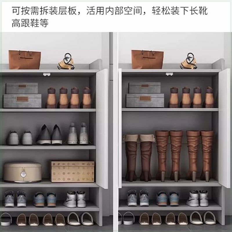 实木带锁鞋柜防盗密码指纹锁家用门外柜楼道电梯口走廊储物柜定制