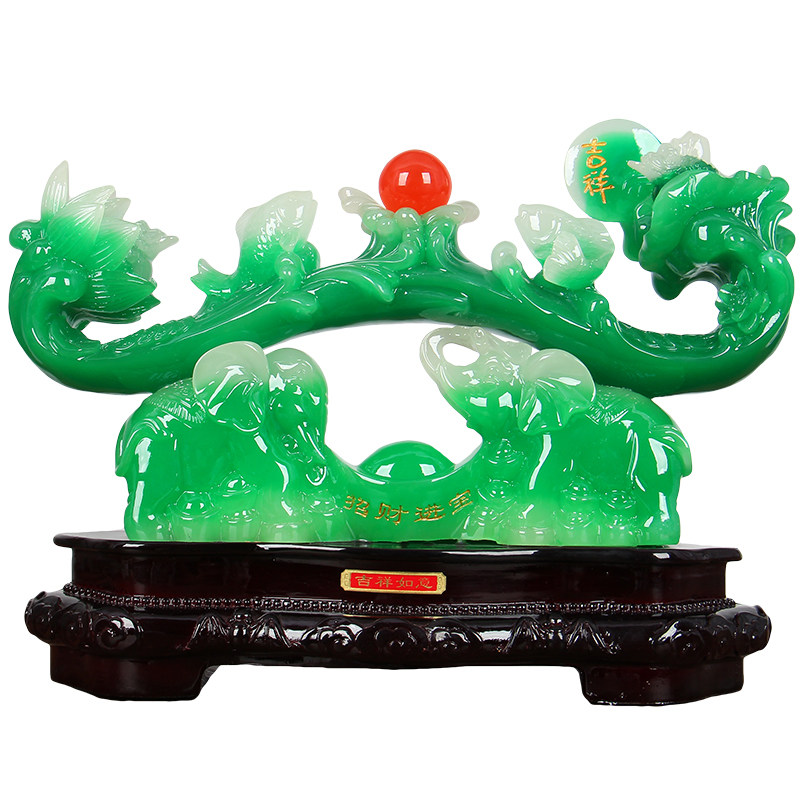 如意摆件 招财吉祥物大象家居装饰品 新中式书房电视柜家居装饰品