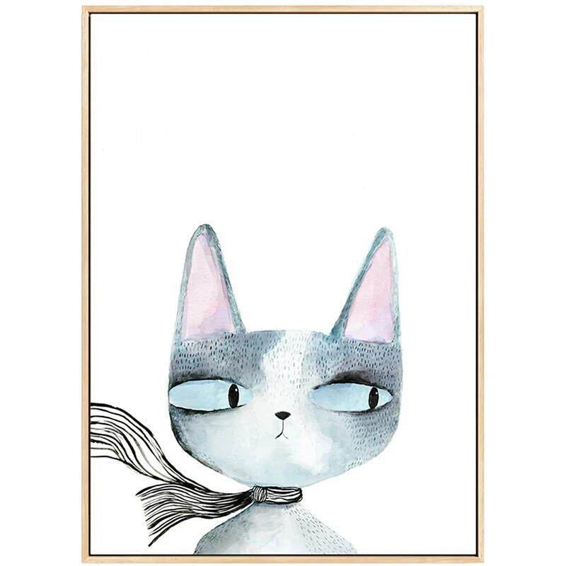 三小姐猫鱼北欧客厅沙发背景墙装饰画小众艺术挂画小清新玄关壁画