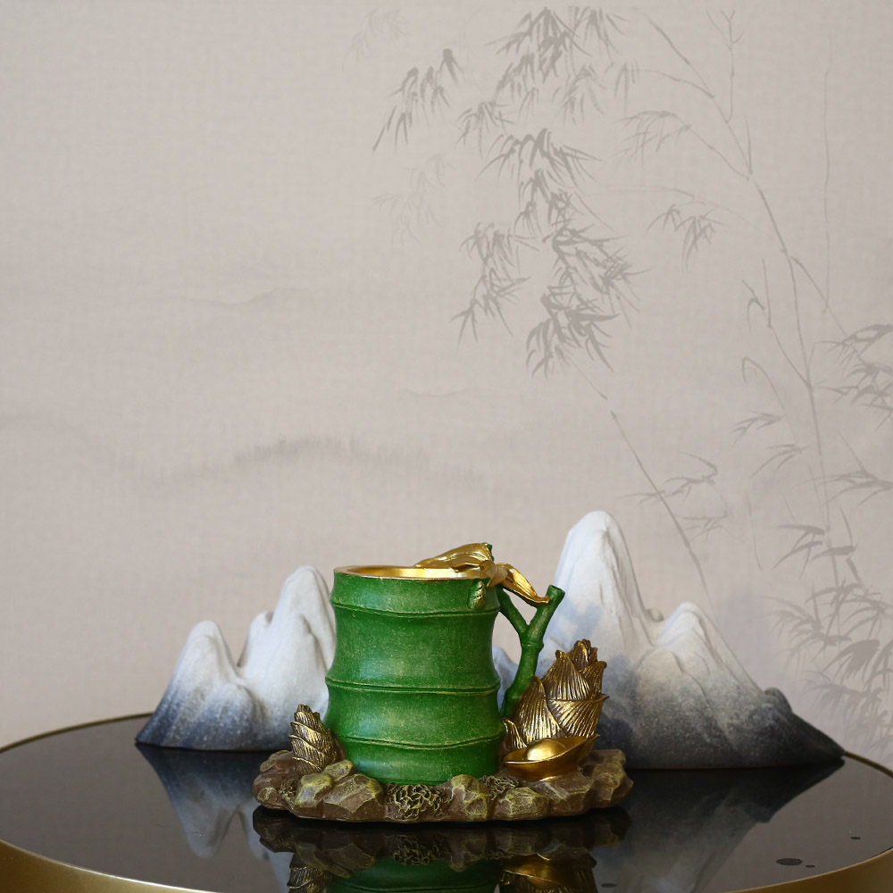 节节高升竹子笔筒摆件新中式书房办公室桌面摆件送老师小礼物礼品