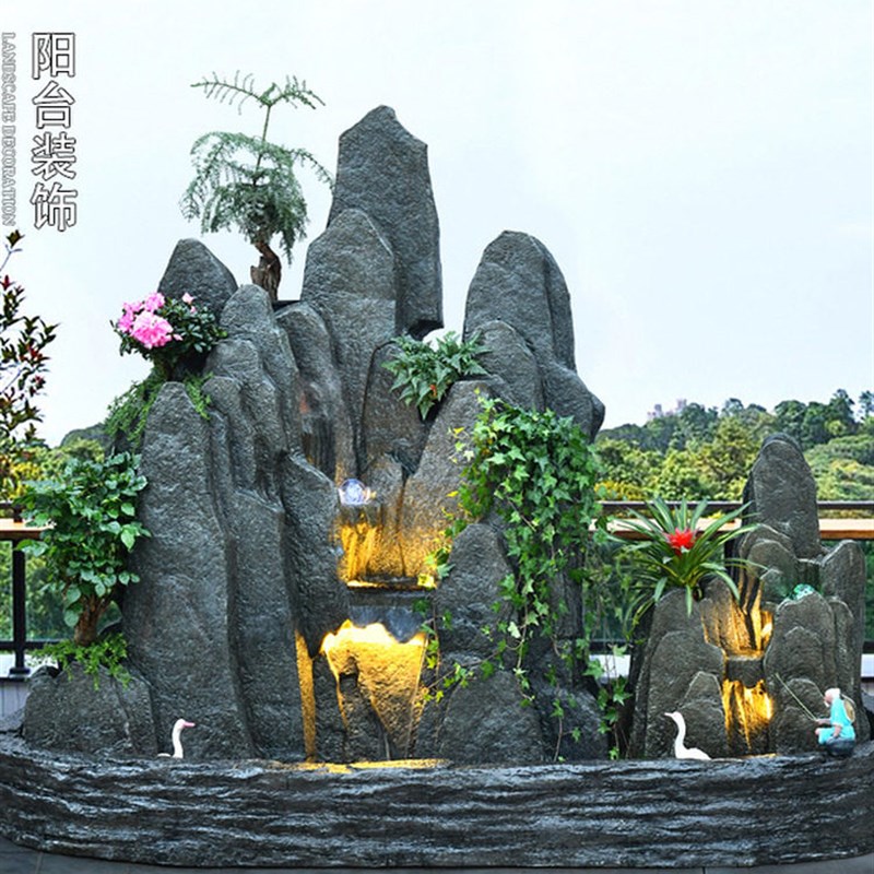 大型室外假山流水喷泉室内山水景观阳台入户庭院鱼摆件包邮包安装