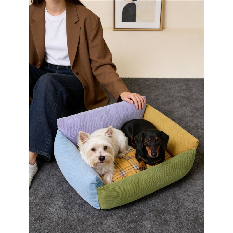 多色拼接方形狗窝小型犬宠物沙发四季通用温馨舒适狗屋