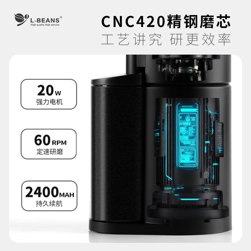 电动咖啡磨豆机手冲意式磨豆款可调节咖啡豆研磨机USB充电可携式