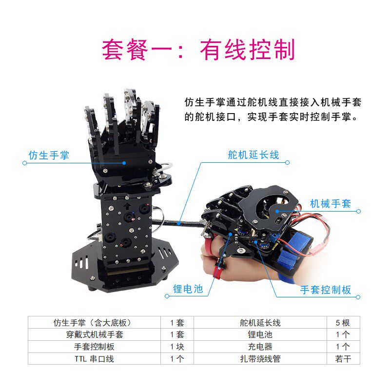 仿生同步机械手掌/体感机械手臂手套/机器人配件diy教学比赛展示