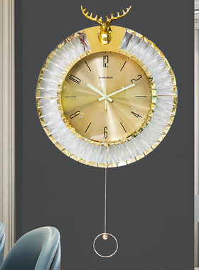 北欧轻奢挂钟客厅家用简约大气夜光挂表时尚创意装饰钟表时钟挂墙