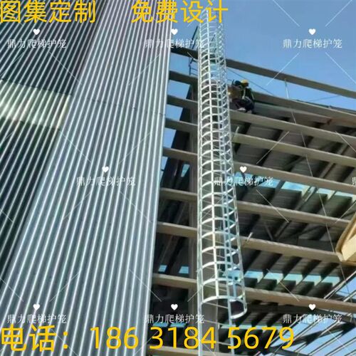镀锌钢安全爬梯护笼15J401国标图集基坑外墙直梯消防逃生梯不锈钢
