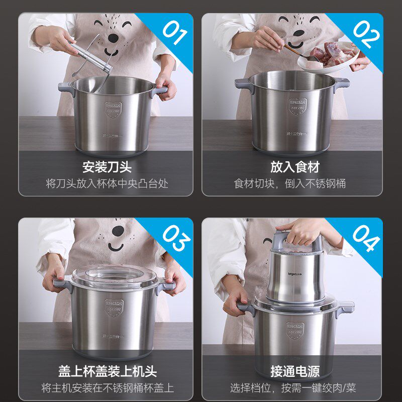 力果绞肉机商用家用大容量蒜蓉辣椒碎饺子馅打肉泥肉丸狗粮搅碎机
