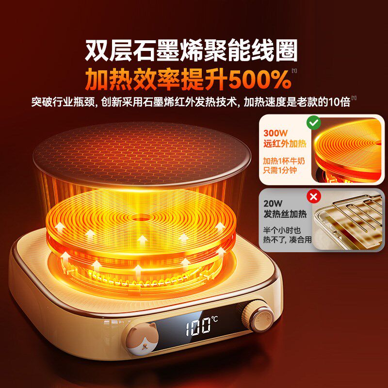 何物100度加热杯垫恒温水杯保温热牛奶神器底座调温家用烧水暖杯