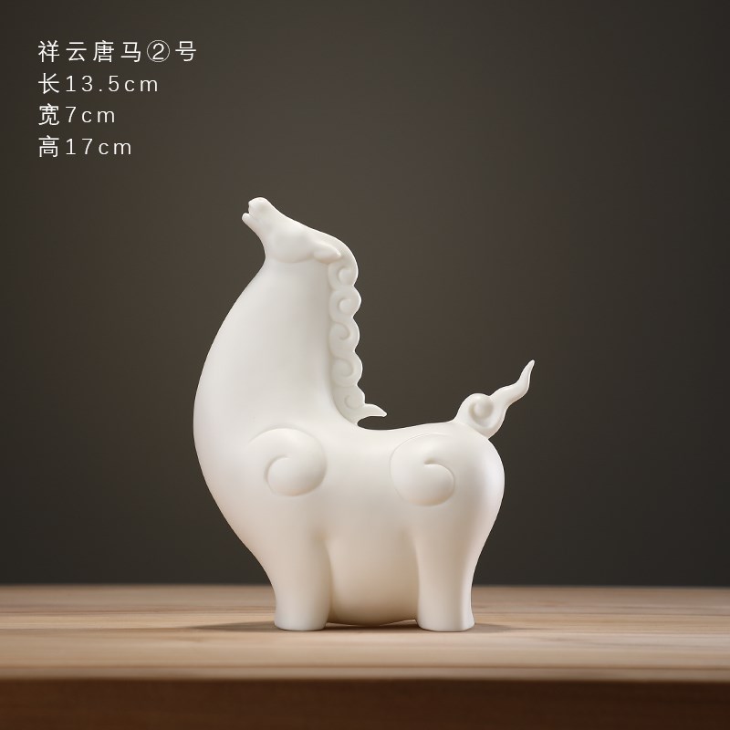 创意办公室摆件新中式客厅选书房电脑桌面动物马到成功装饰摆设品