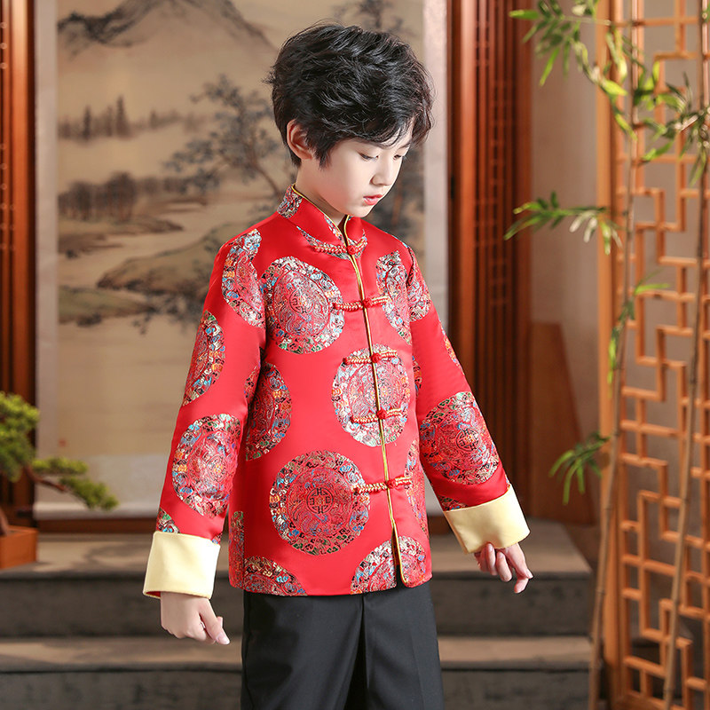 儿童唐装春秋款男童中式主持人礼服套装小男孩中国风童装演出服新