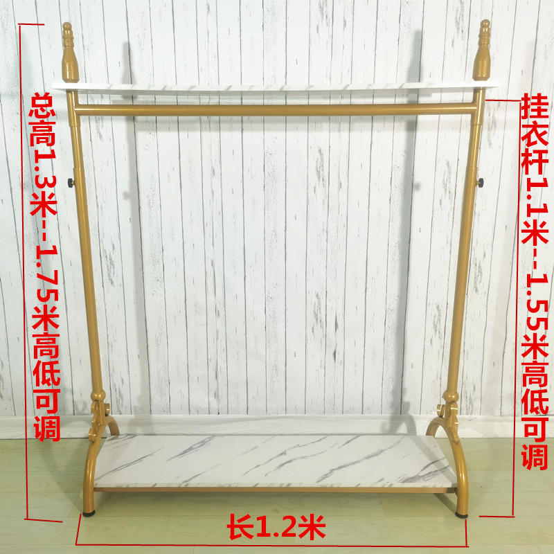 欧式服装架展示架落地式伸缩单杠男装陈列衣服架女童装店货架金色
