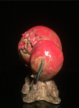 石湾公仔陶瓷寿桃创意家居客厅博古架电视柜饰品摆件植物工艺礼品