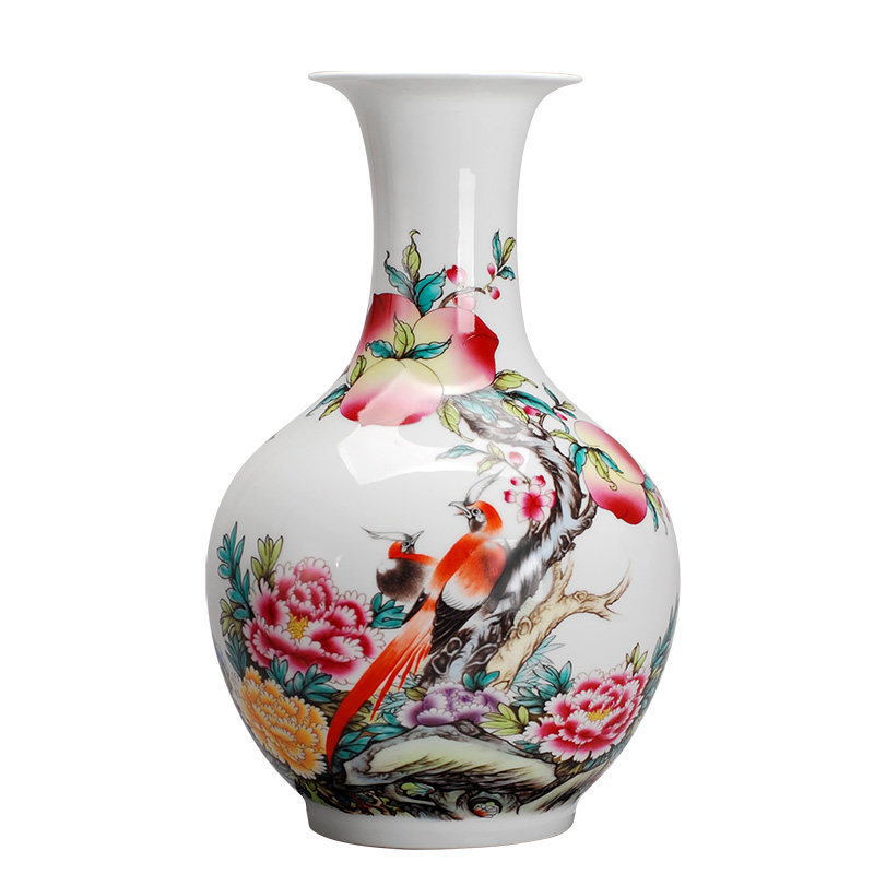 295景德镇陶瓷花瓶绘制粉彩荷花花瓶家居装饰工艺品摆件家居饰品