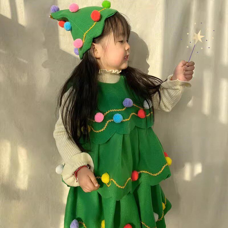 圣诞服装儿童演出服cos主题衣服圣诞节元素妆扮平安夜亲子装道具
