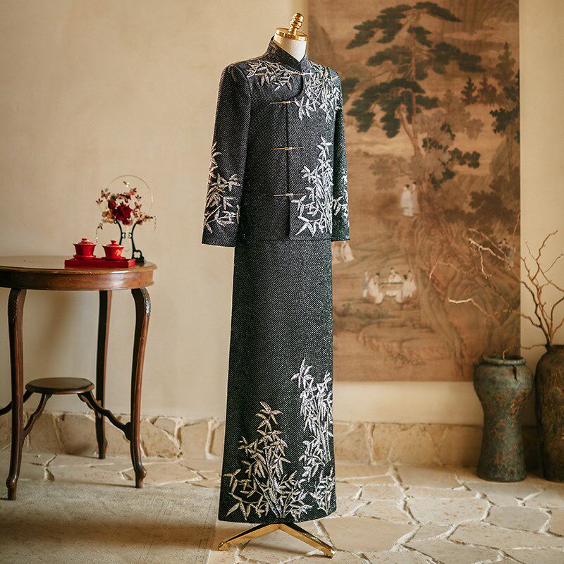 2025秀禾服新郎男士中式绣花结婚服高端气质龙凤褂大码显瘦敬酒服