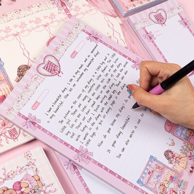双面可写120g加厚可撕本子B5拍纸本 带花边图案浪漫备忘录便签本D