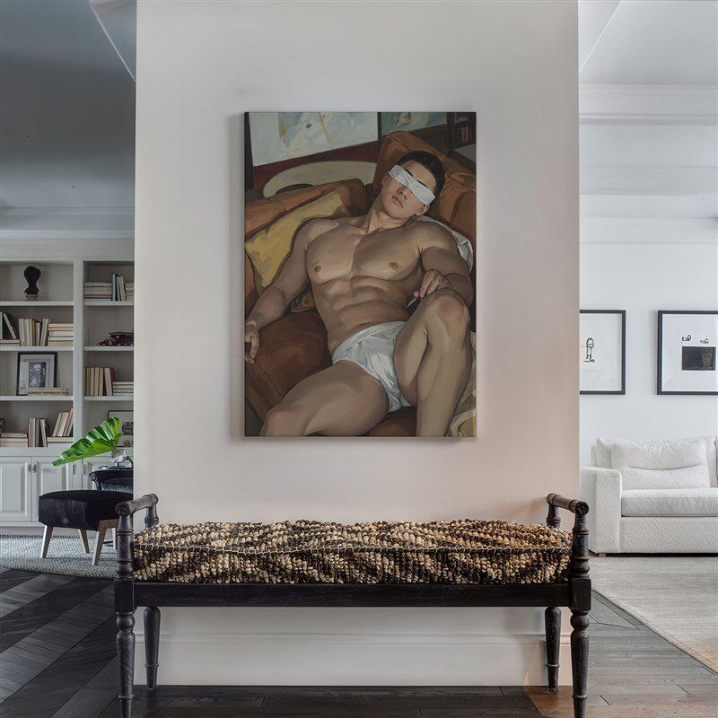 肌肉男高清装饰画休息卧室挂画喷绘油画室内靠墙工作室男体艺术