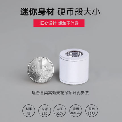 黑色明装迷你小射灯LED外装3W5W微型超小cob吸顶满天星空顶免开孔
