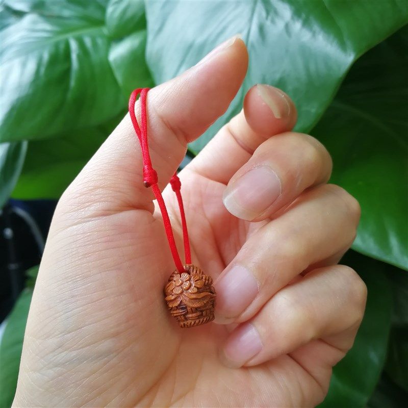 桃篮花篮桃核野生手工雕刻红绳可调节节日新年礼物花朵动物植物书