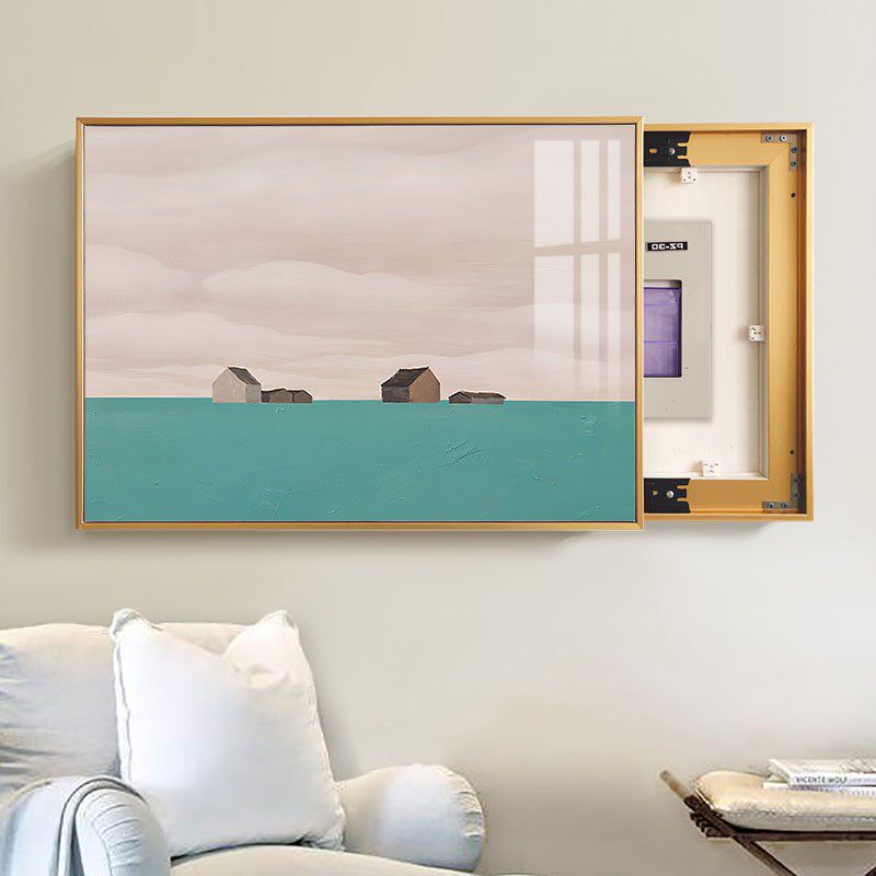 电表箱装饰画遮挡箱小众文艺风景壁画配电箱北欧油画风总开关闸盒