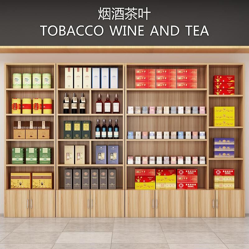 茶叶店货架展示架烟酒展柜多功能柜台多层货柜理发店产品陈列柜