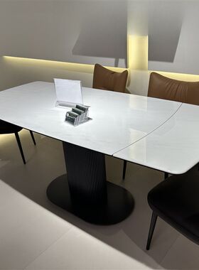 CZ007伸缩餐桌1.2米1.4米变长1.8米2岩板微晶石功能桌跳台聚餐桌