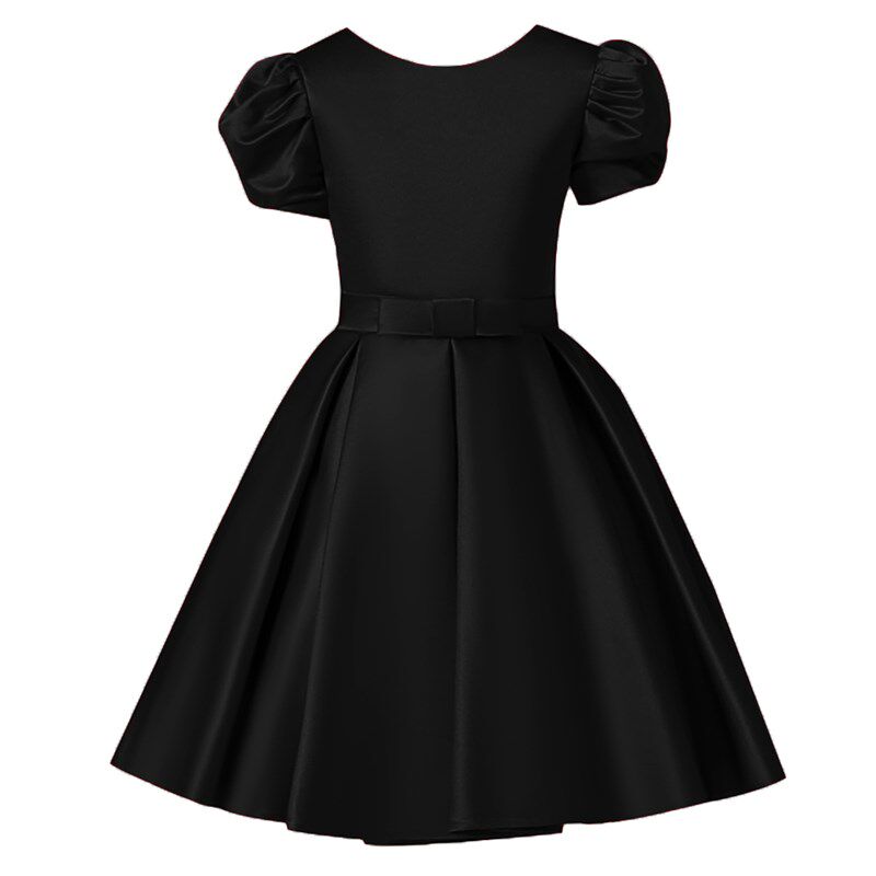 女童黑色晚礼服公主裙儿童礼服裙高端钢琴演奏学生短款乐团演出服