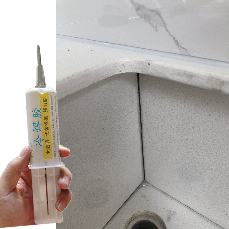 石英石瓷砖岩板一体盆漏水修补专用胶水大理石洗衣池拼接缝隙补漏