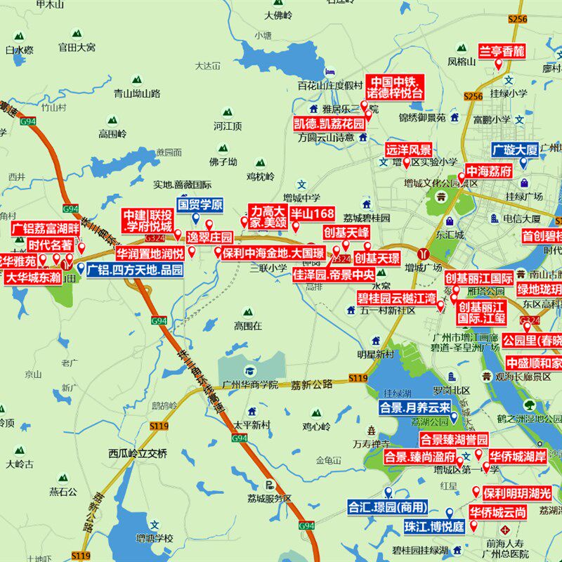 高清打印广州市新房地图房产中介小区全国各城市行政区划图卫星图