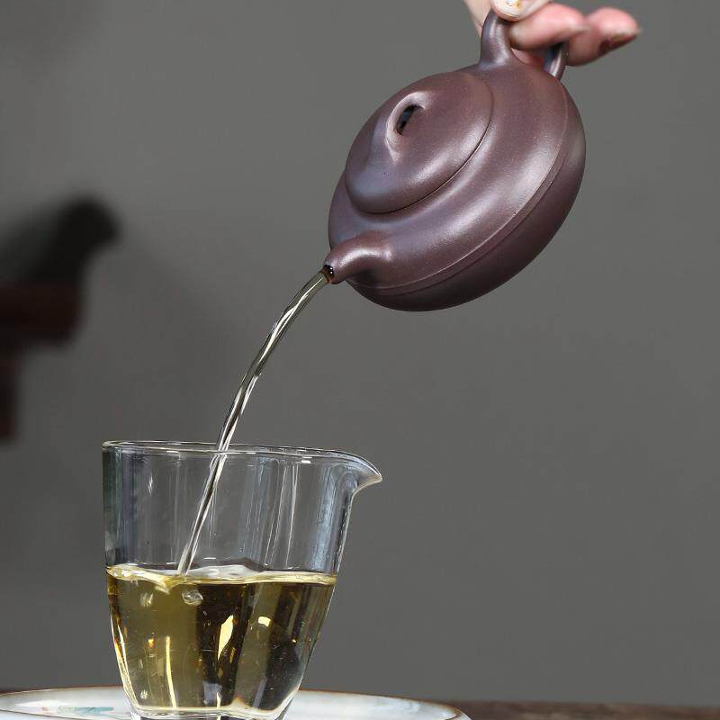 宜兴紫砂壶 原矿紫泥线圆壶 吴俊梅手工制作 茶壶泡茶家用茶具
