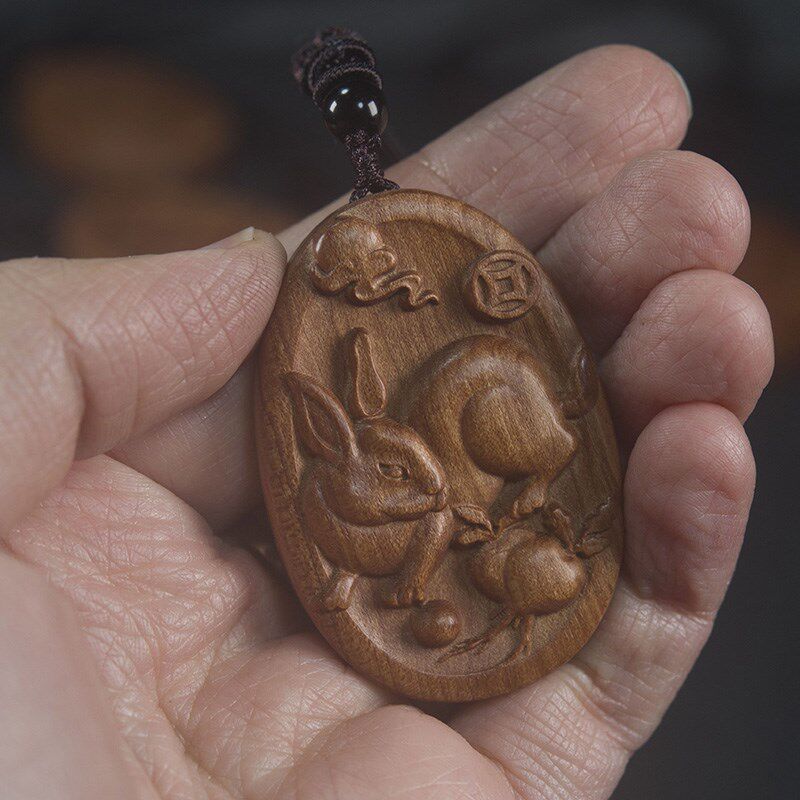 桃木龙虎马羊龙生肖吊坠十二生肖钥匙扣项链毛衣链本命年护身牌
