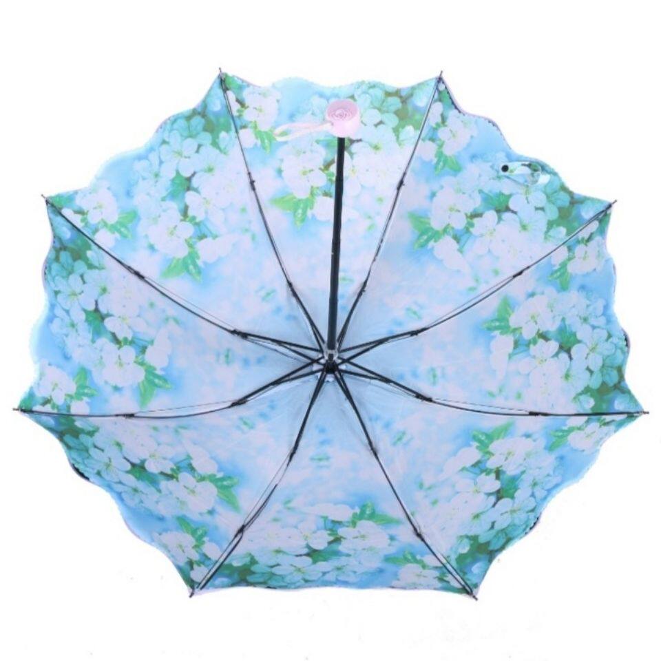 太阳伞防紫外线黑胶超强防晒双层两面花色三折韩版晴雨两用遮阳伞