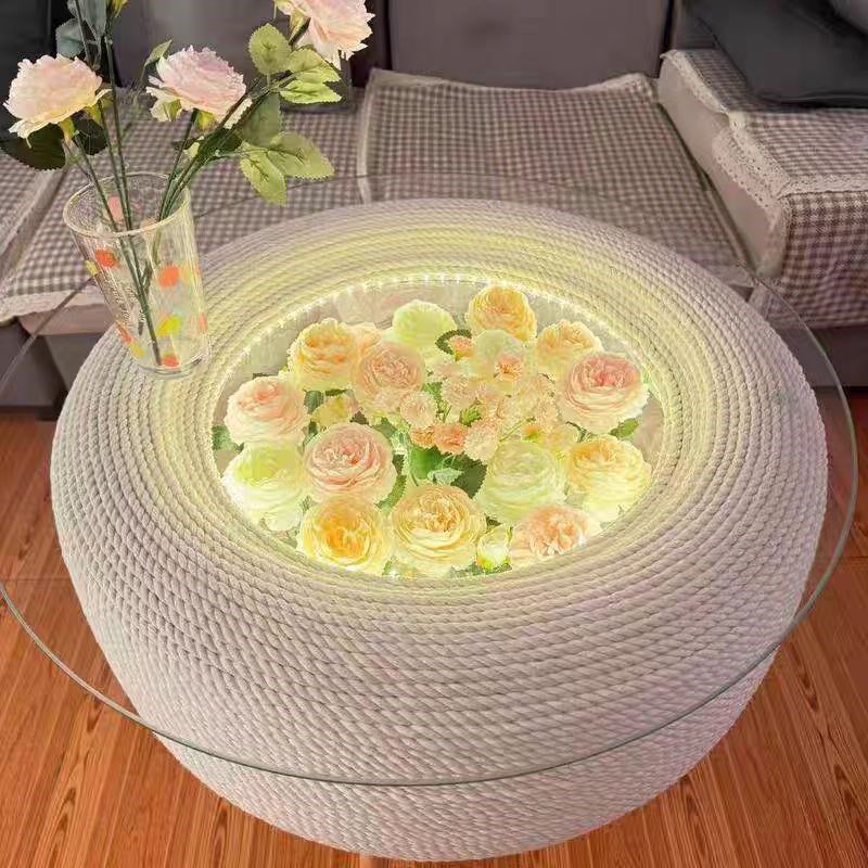 花海轮胎茶几材料全套配齐DIY轮胎改造桌子手工麻绳桌送配件教程