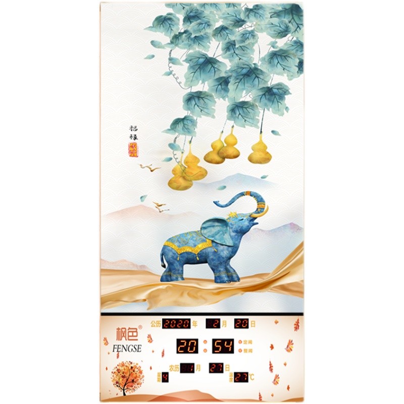 轻奢新竖版万年历玄关装饰画客厅挂表静音欧式电子钟创意数字日历