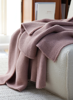 纯色简约粗毛线针织沙发休闲装饰盖毯加厚北欧床尾巾搭毯黄色包邮