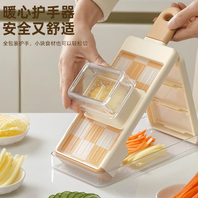 土豆丝刨丝器4合1多功能自带护手器家用切菜器细丝切丝器刀片收纳