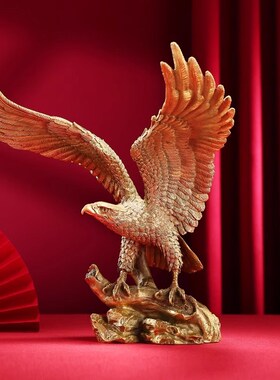 源盛集珍黄铜大鹏展翅老鹰摆件办公室大展鸿图工艺品开业礼品摆件