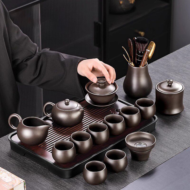 紫砂功夫茶具套装2025新款轻奢高档办公室会客泡茶壶专用喝茶茶杯