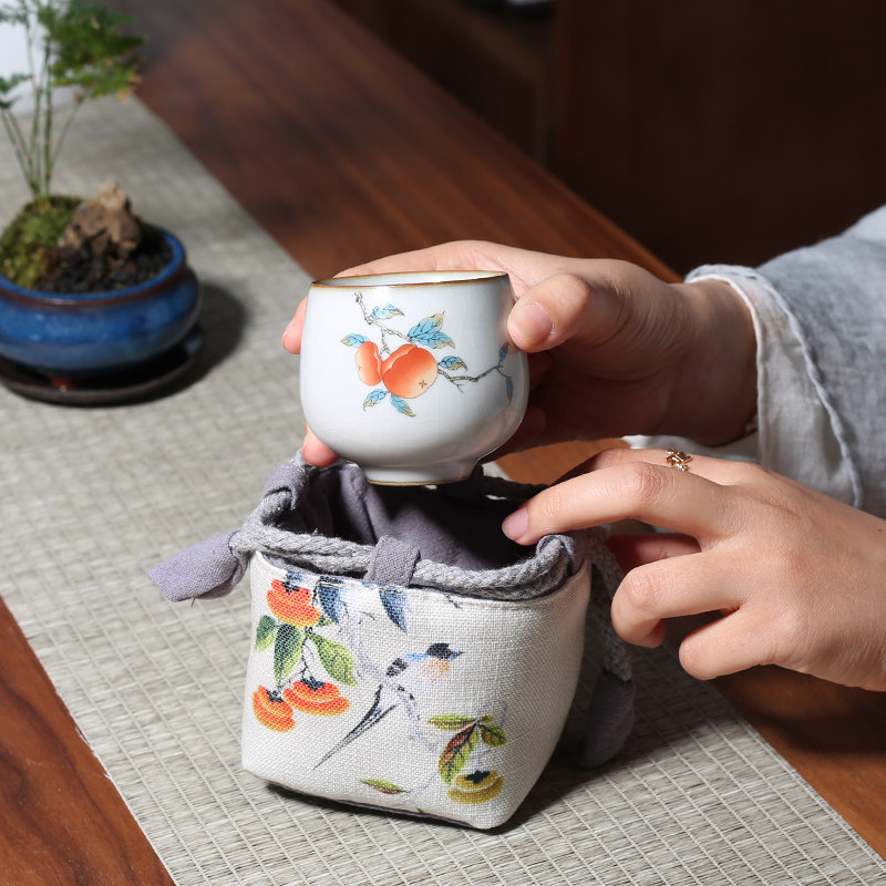 棉麻加厚布袋便携旅行防摔茶杯袋功夫茶具配件