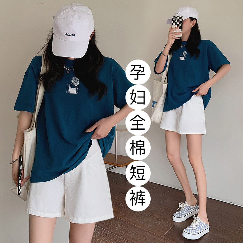 孕妇短裤女夏季薄款外穿孕妇裤子牛仔阔腿裤春夏天休闲打底裤夏装