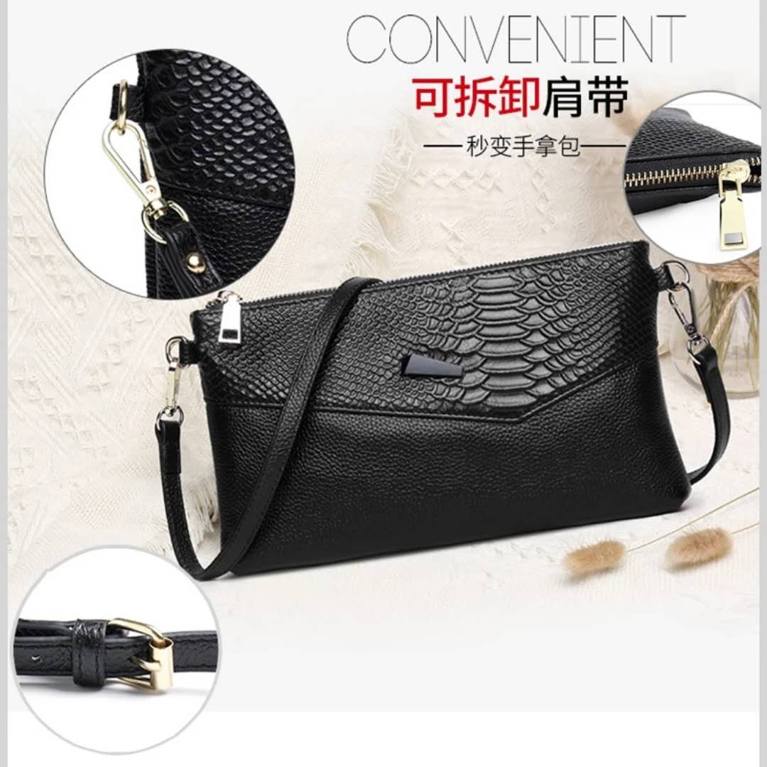 真皮手拿包女2021新款时尚潮手抓包大容量斜跨手机钱包女软皮小包