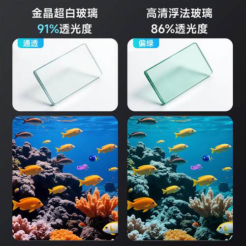金晶超白玻璃侧滤鱼缸过滤制氧一体机自循环客厅生态溪流缸金鱼缸