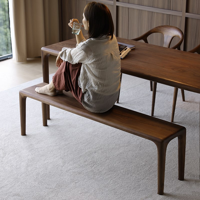 北美黑胡桃木长凳餐桌凳子长板凳实木换鞋凳长条凳餐凳餐椅床尾凳