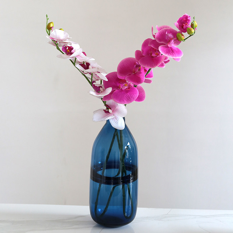 多彩色玻璃花瓶纯手工插花瓶家居台面高级感软装轻奢花器时尚摆件