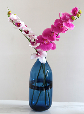 多彩色玻璃花瓶纯手工插花瓶家居台面高级感软装轻奢花器时尚摆件