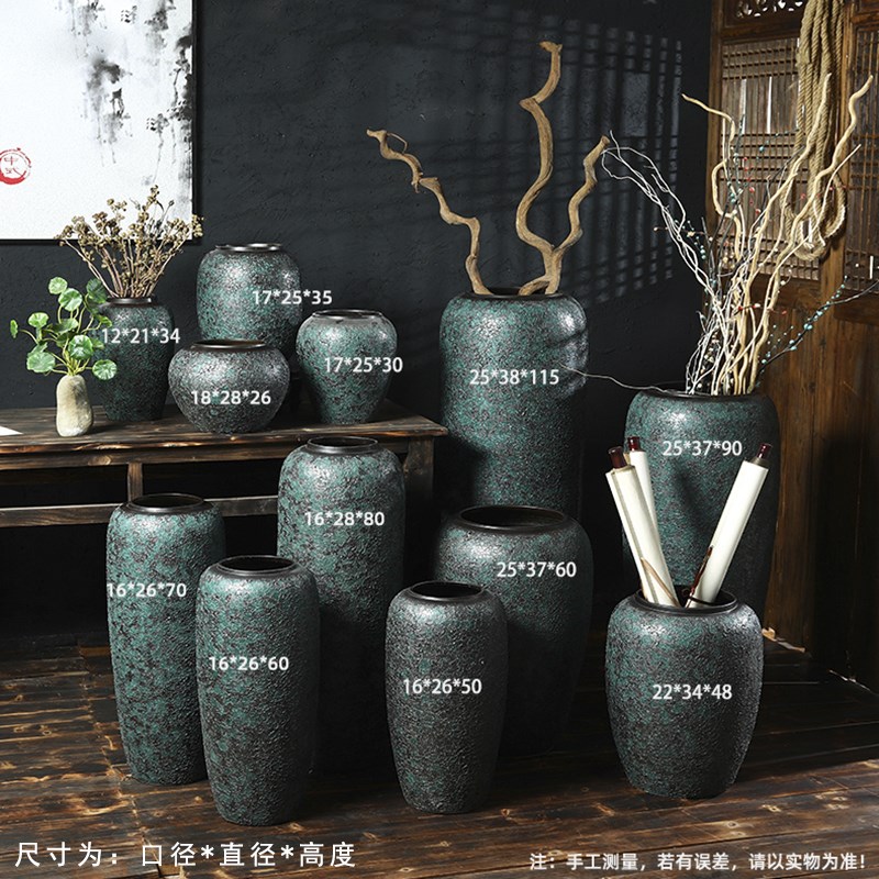 新中式复古典陶瓷落地大花瓶餐厅名宿家用客厅插干花鲜花软装饰品
