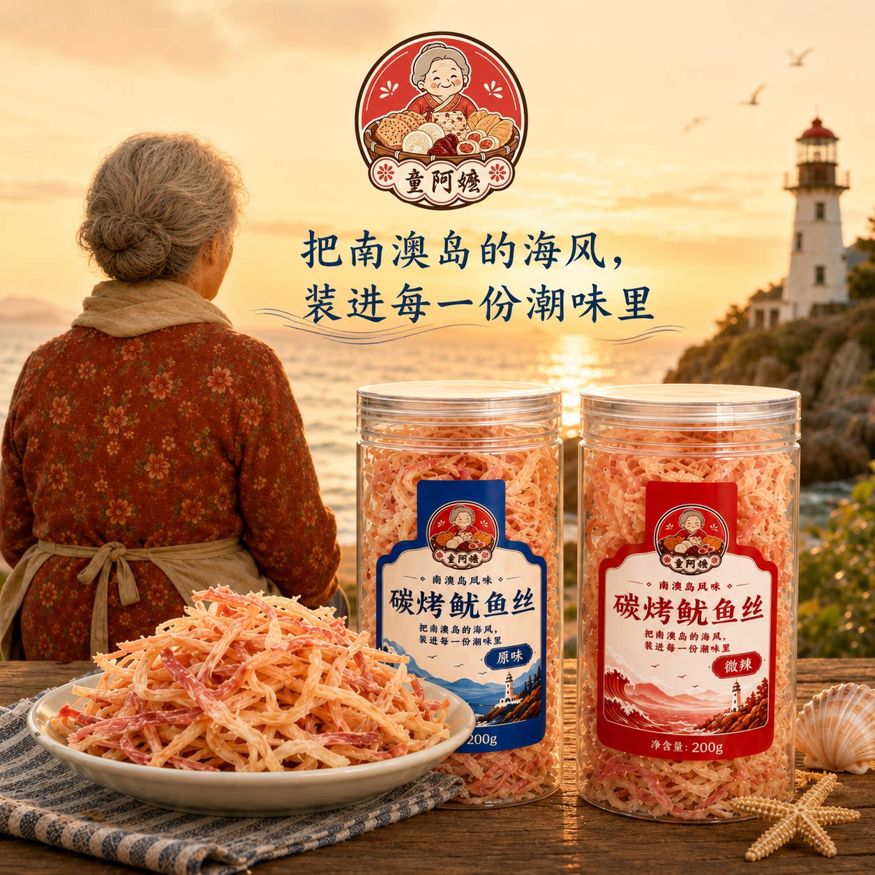 【童阿嬷】南澳岛碳烤鱿鱼丝罐装休闲小零食潮汕风味海岛手信特产