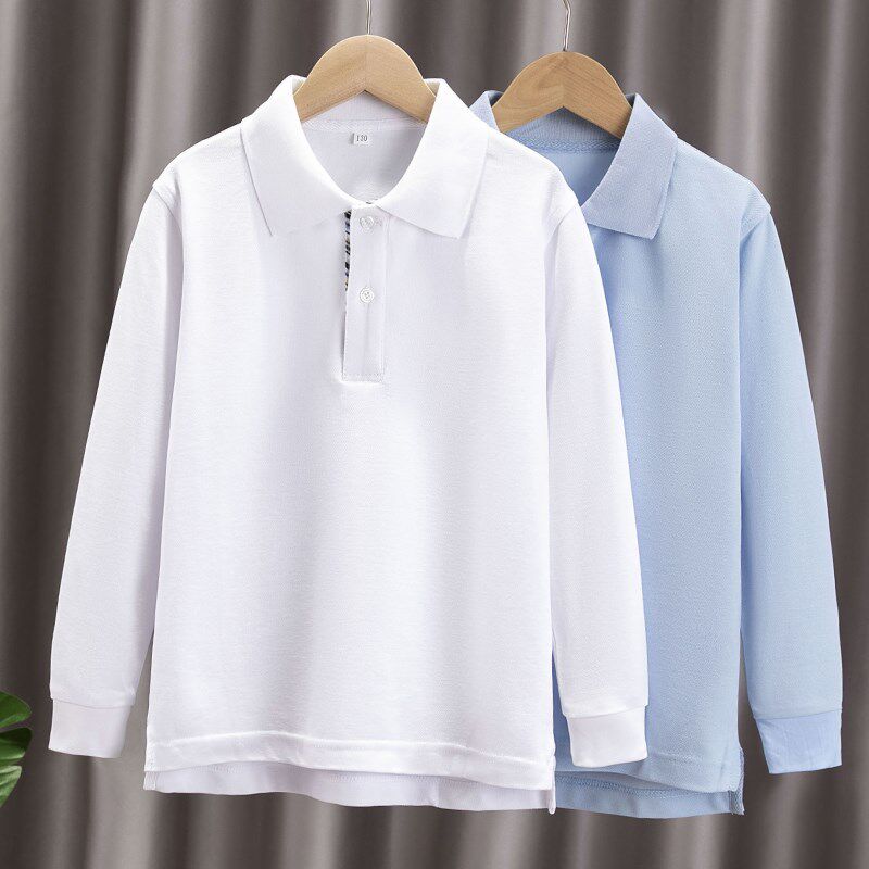 儿童polo衫春秋款中大童学生校服英伦校园服学院风男女童长袖T恤